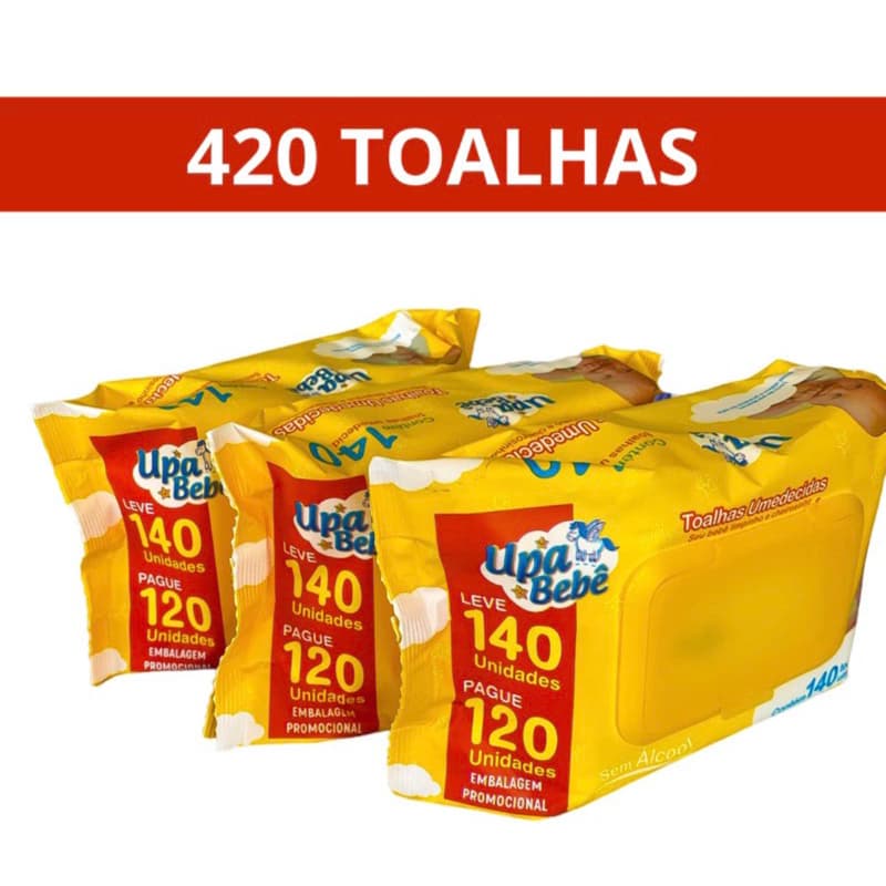 Caixa Kit Com 420 Toalhas Umedecidas/3 Pacotes- Upa Bebê