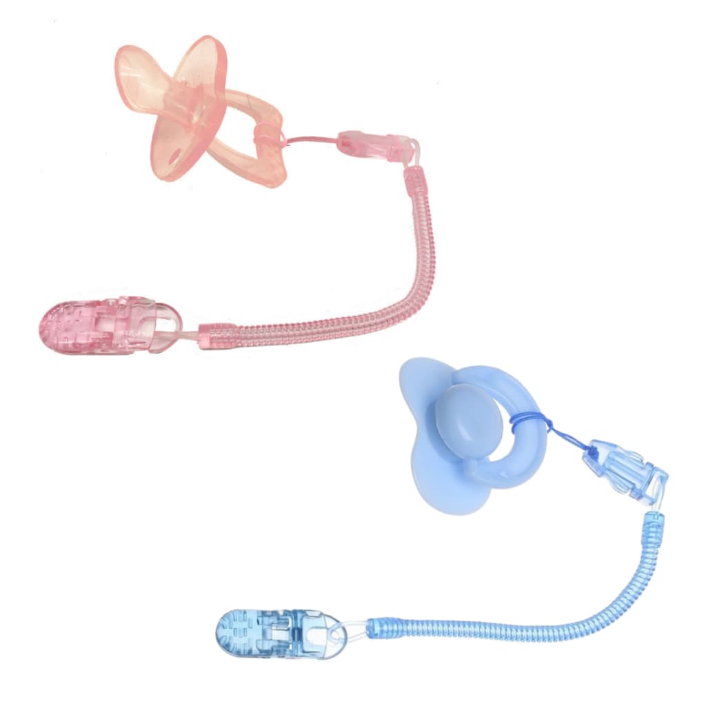 Prendedor de Chupeta Bebe Crianca Tipo Mola Universal Flexivel Cor Rosa Azul