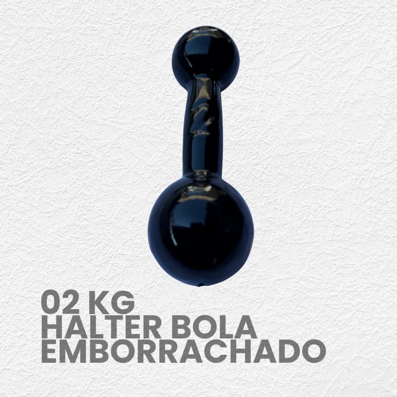 Halter Bola 2kg Emborrachado / Peso de Academia - 1 Unid 2kg