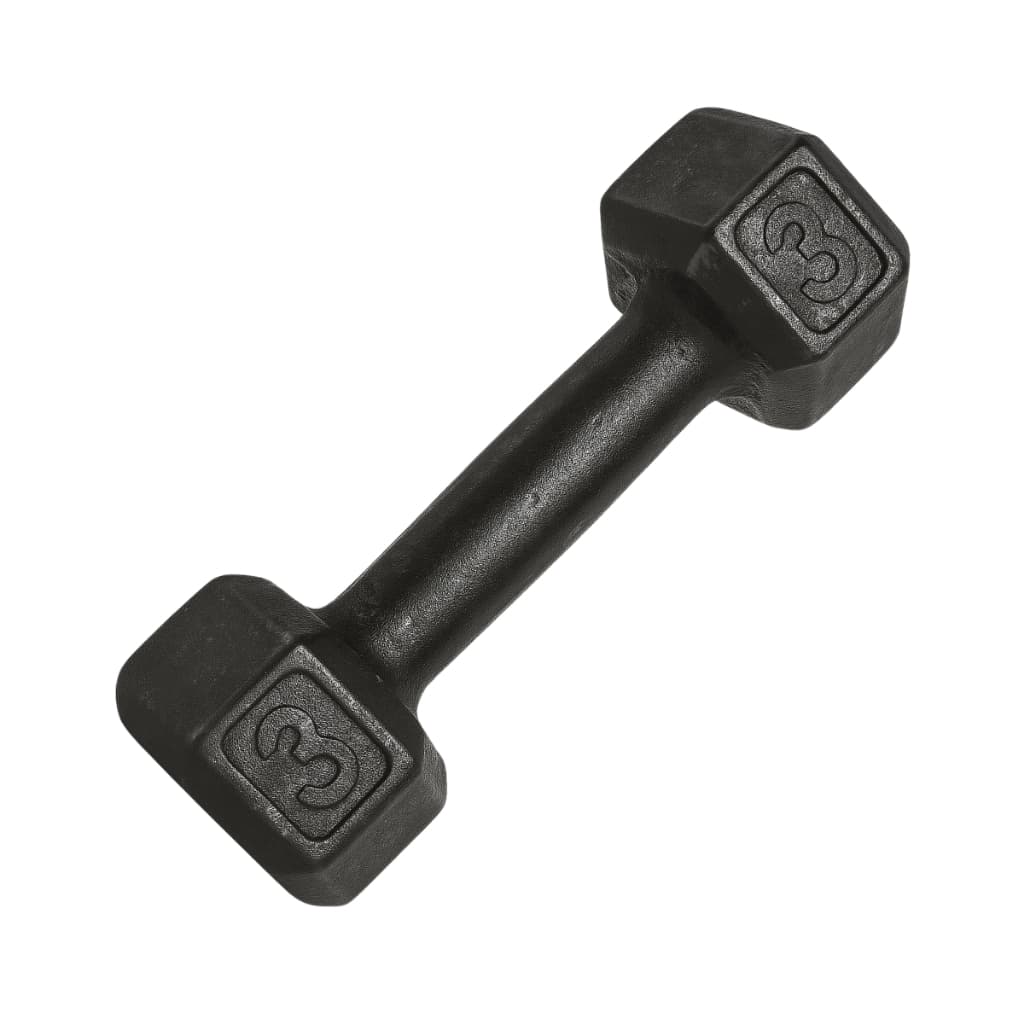 Halter de 3kg Pintado Preto – Unidade Sextavada para Treino e Academia