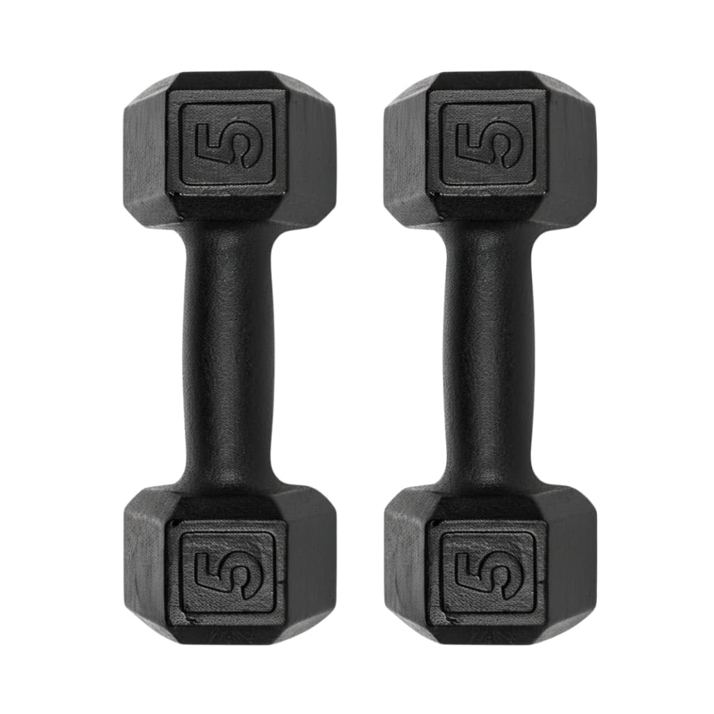 Dumbell Academia Par de Halteres Sextavado 5kg Cor Preto