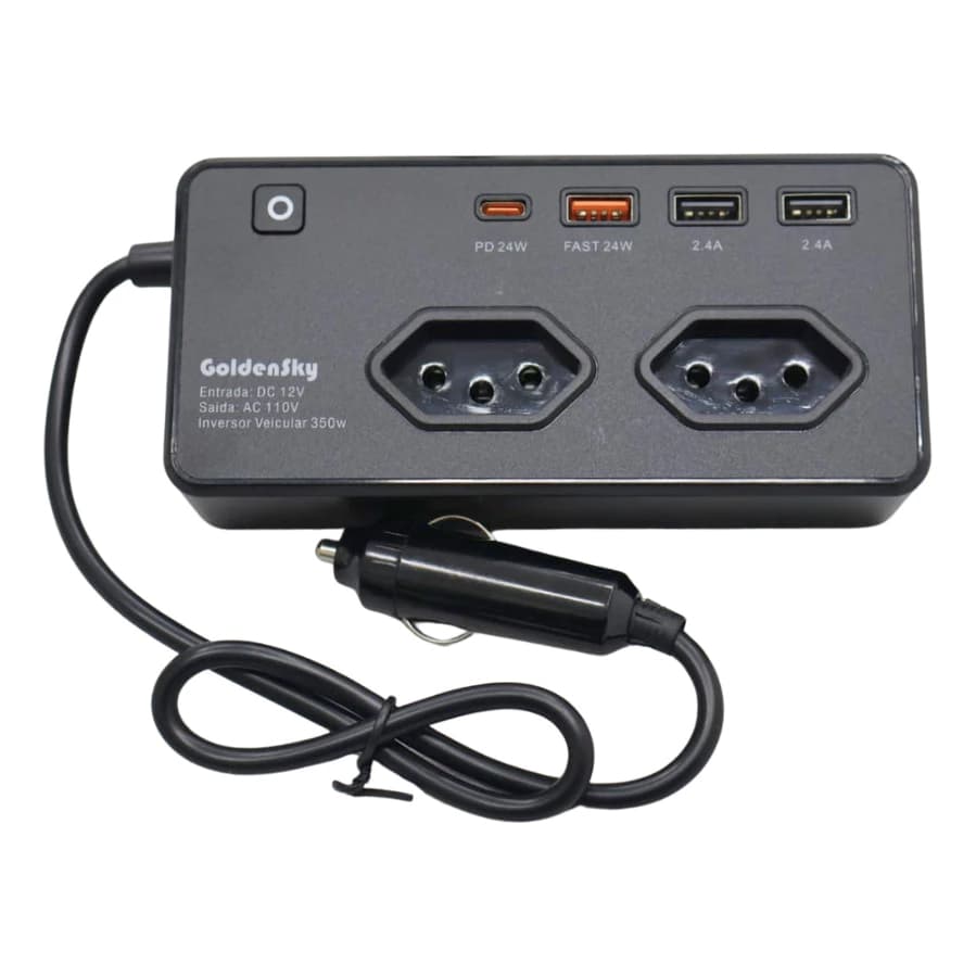 Inversor Conversor Veicular 350w 12v/24v  Para 110v/220v Tomada + 4 Usb 5v 1.2a