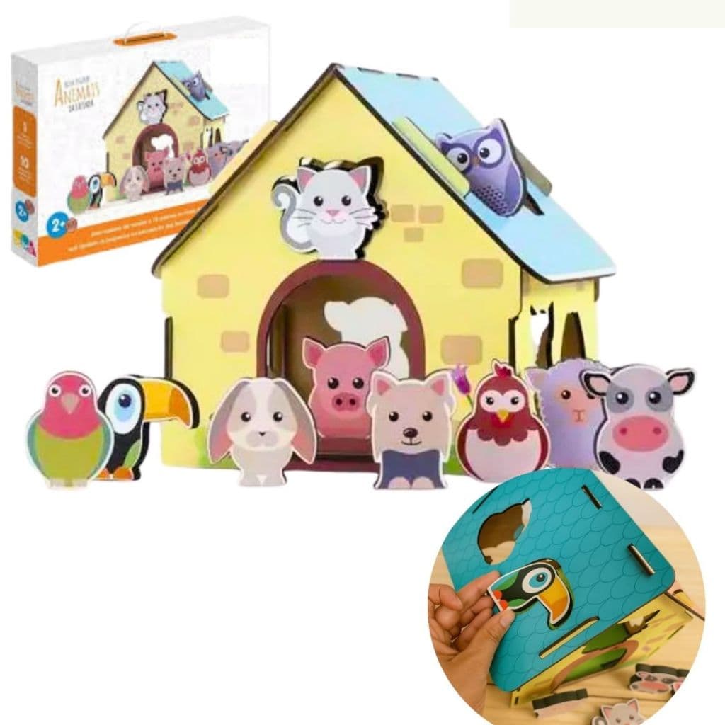 Passa Figuras Animais da Fazenda - Brinquedo de Encaixe Bebê - Brinquedo Educativo 2 anos 24 meses