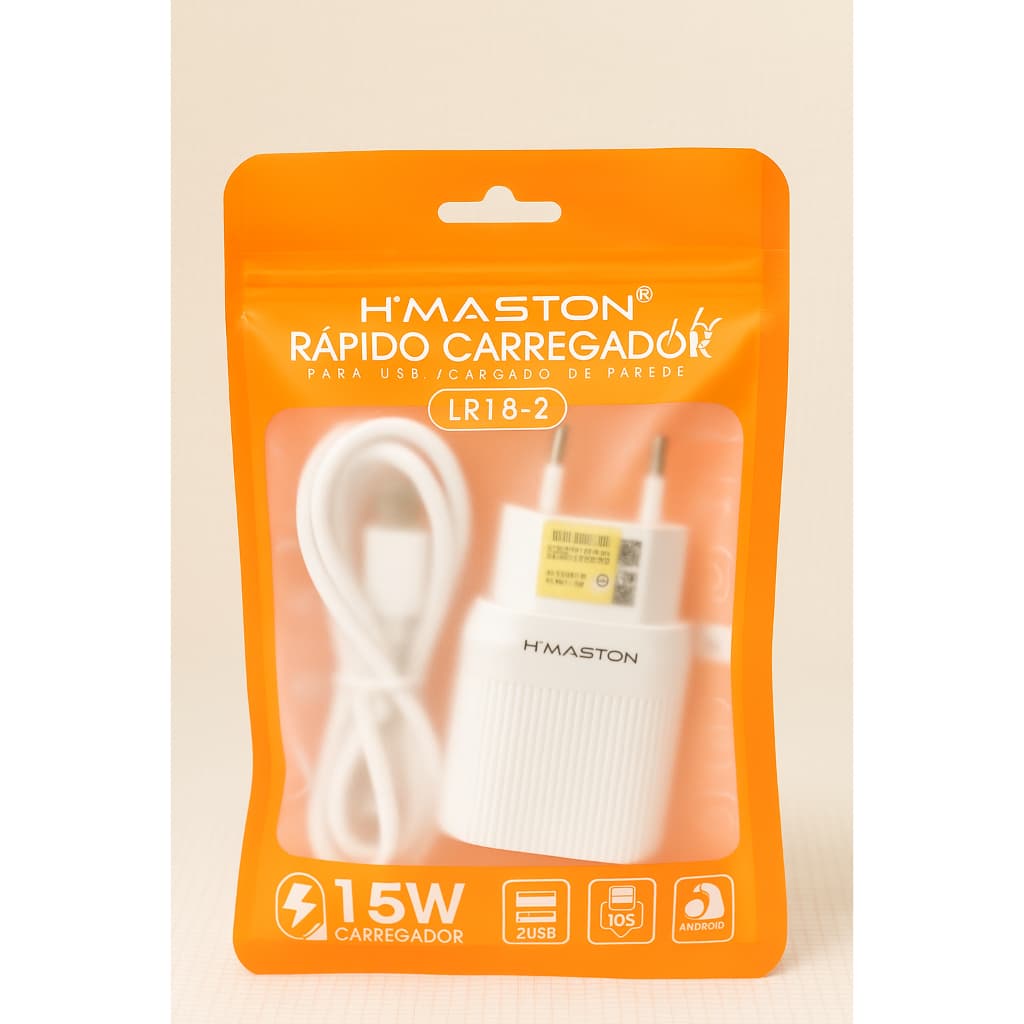 Carregador Celular para Iphone H'Maston – 2 USB, Rápido e Seguro - LR17-2