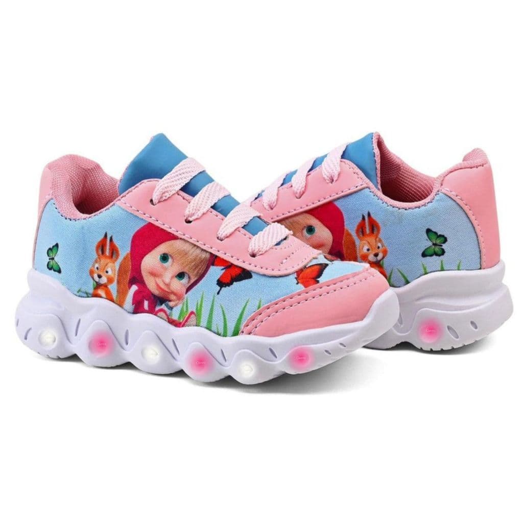 Tênis Infantil Menina Com Led Pisou Piscou Super Leve e Confortável