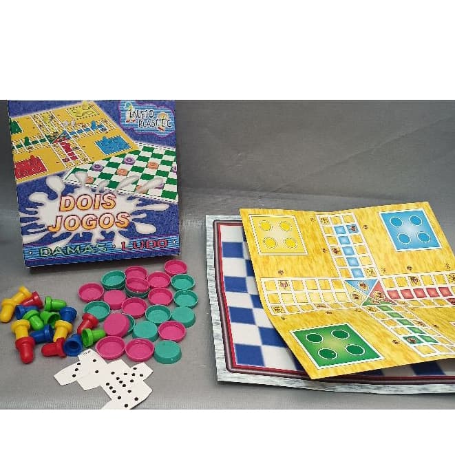 Jogo de Tabuleiro 2 em 1 – Damas + Ludo com Peças Inclusas | Diversão para Toda a Família