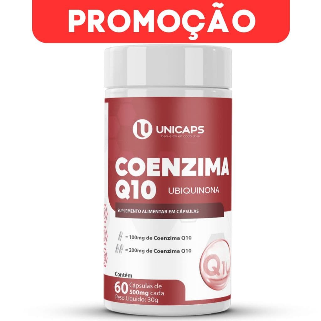 Coenzima Q10 200mg com Vitamina E Alta Concentração Saúde Energia 60 Cápsulas - Unicaps