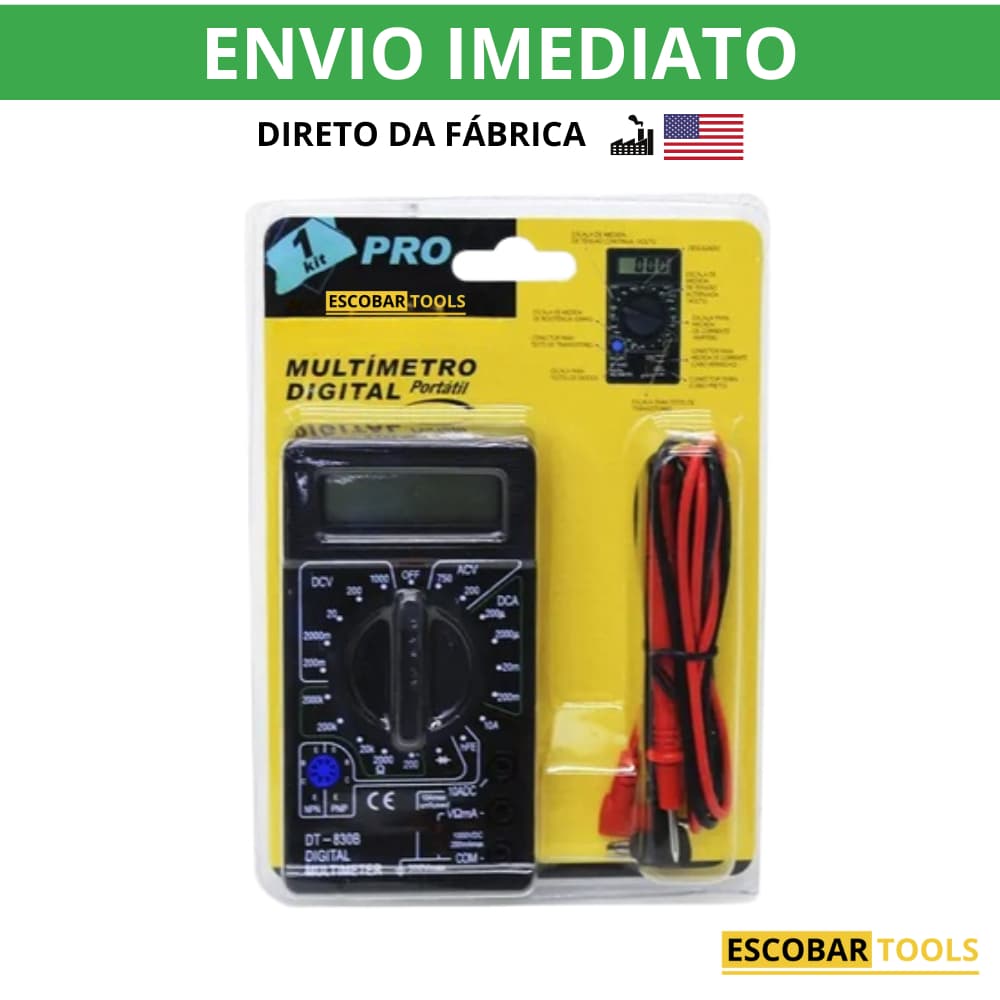 Multímetro Digital Portátil DT830B – Teste de Voltagem, Corrente e Continuidade | Kit Profissional