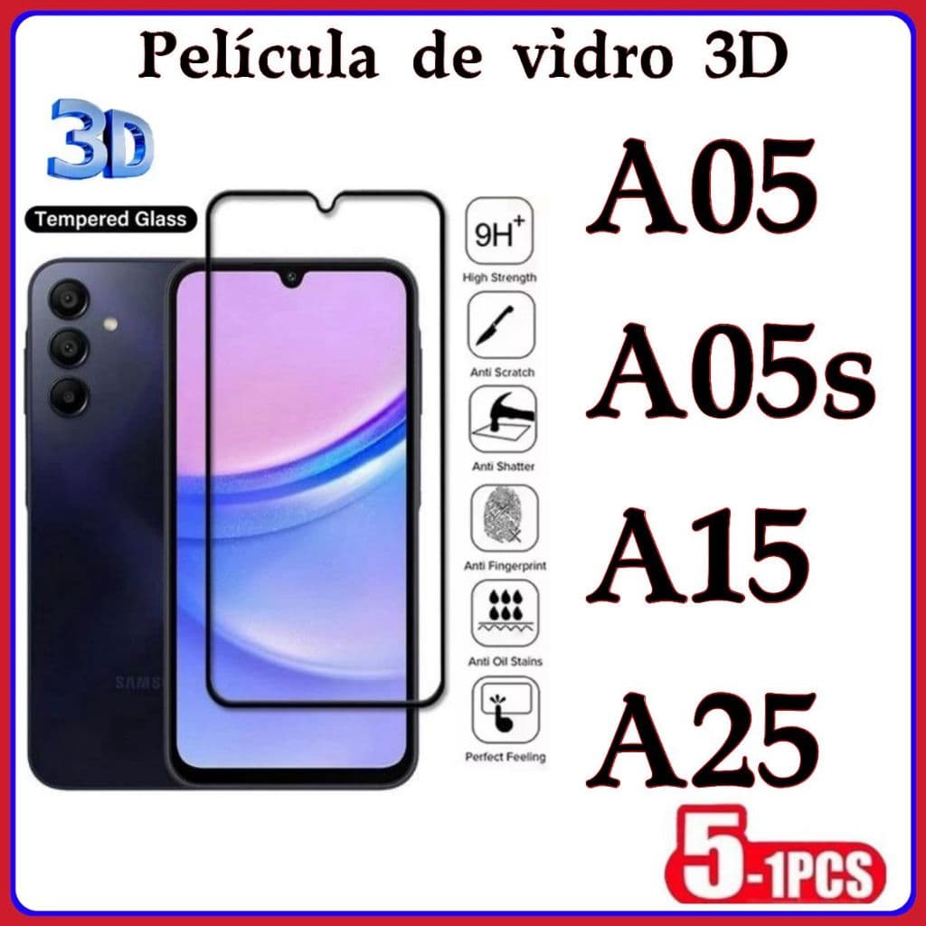 Pelicula de vidro 3D Samsung A05 A05S A15 A25