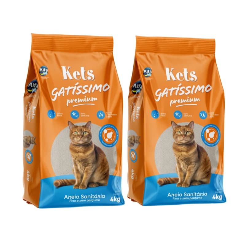 kit 2 areia sanitária para gatos Gatíssimo Premium sem perfume com 4kg cada