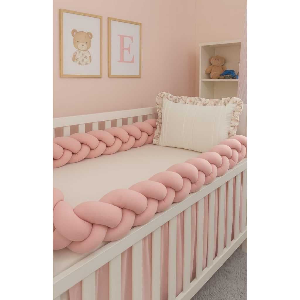 Kit para berço promoção bebe menina trança rose com palha 3 peças Kit americano bebê menino menina