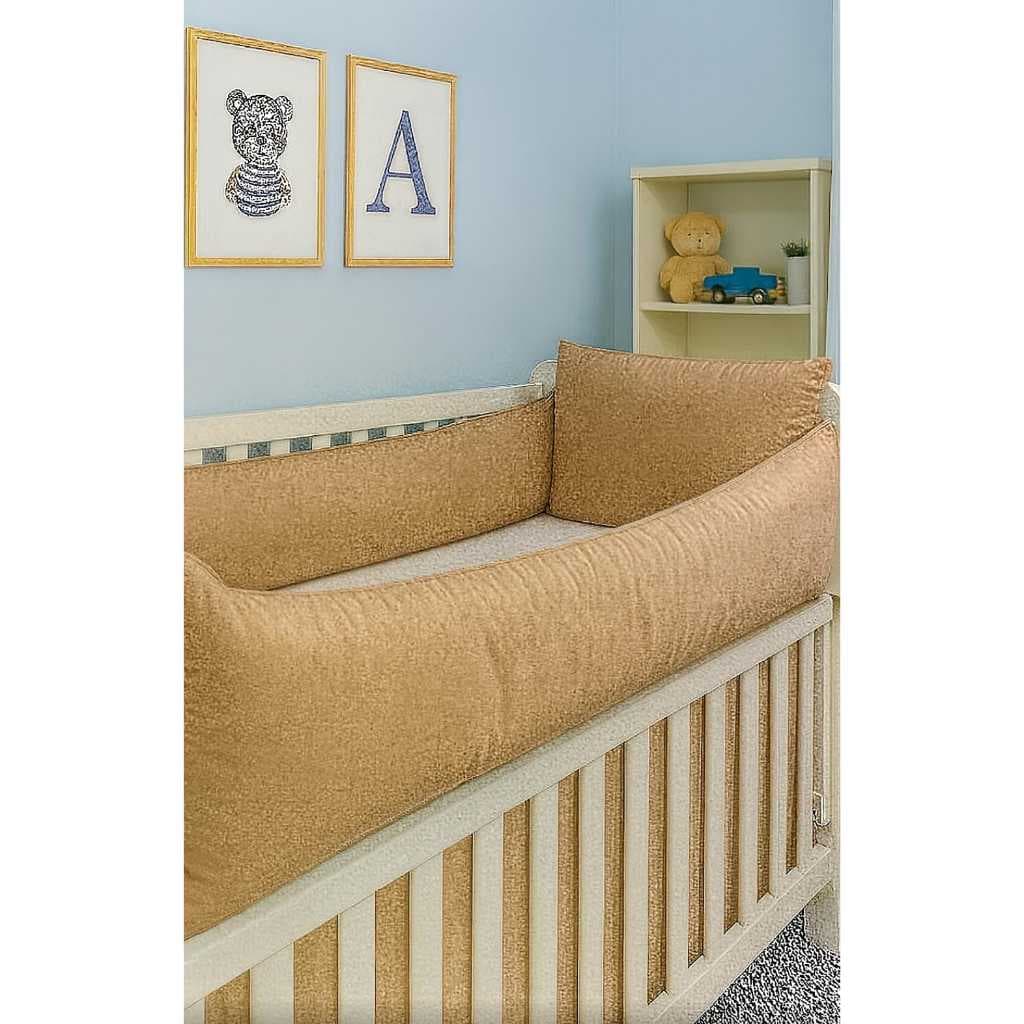 Kit para Berço de Bebê na Cor Castor Caqui 3pçs Protetores para berço bebe menino promoção
