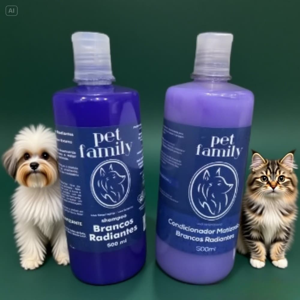Kit Shampoo e Condicionador  Branqueador  para Cães e Gatos Pet Family