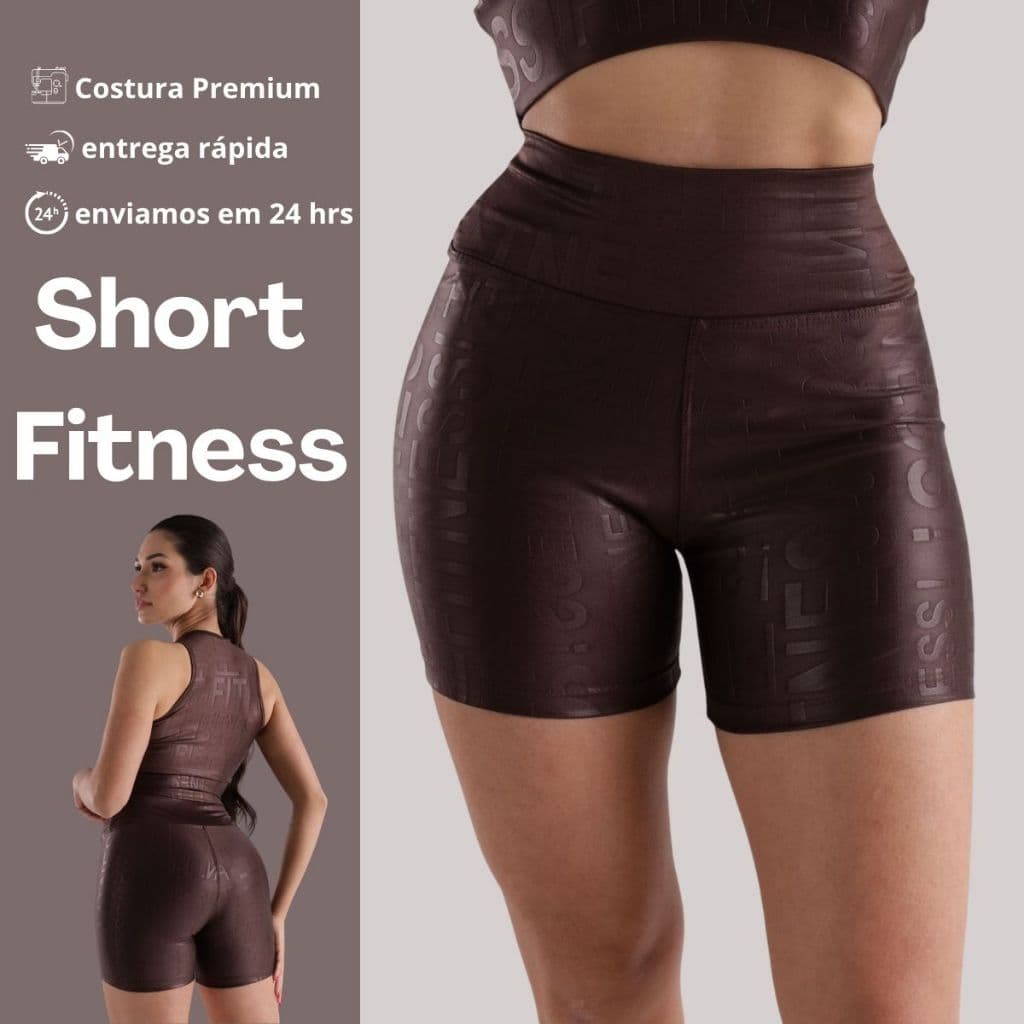 Short Cirrê meia coxa leggings fitness