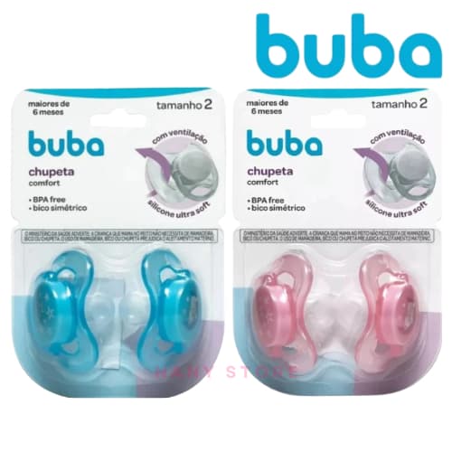 Kit Chupeta Buba 2 Unidades Confort Ultra Chupeta Dupla Buba Bico de Silicone - Tamanho 2