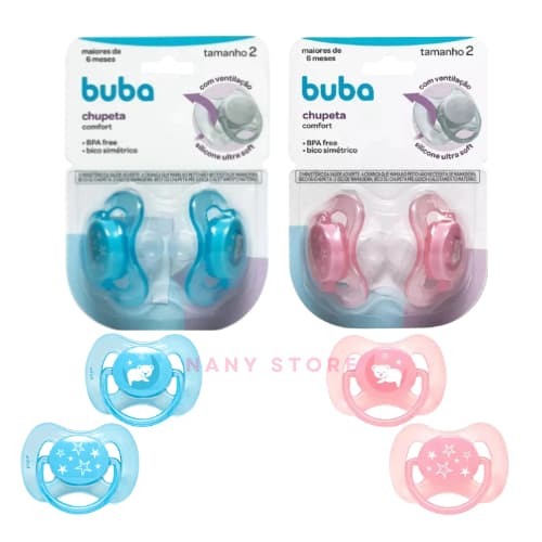 Kit 2 Chupetas Silicone Confort Ultra Soft 0-18 Meses Tamanho 2 Buba