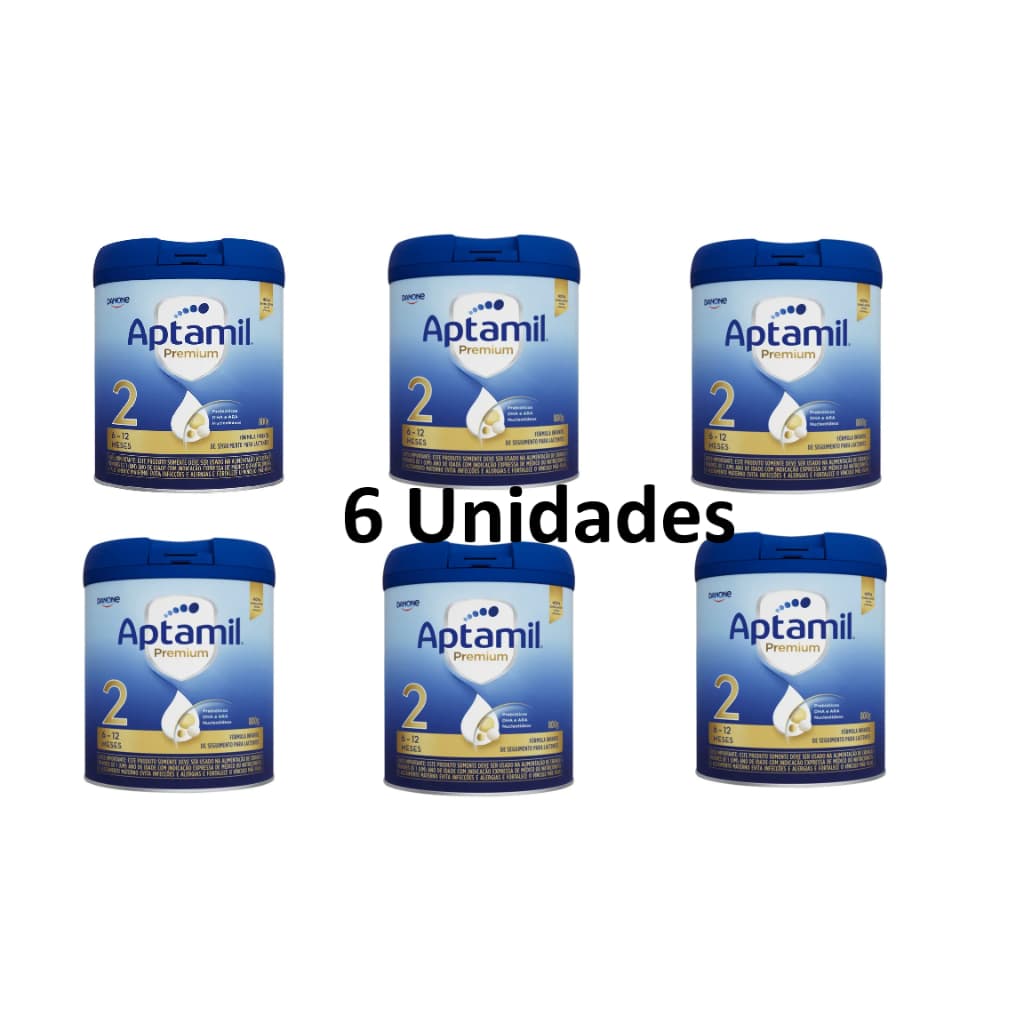 Combo 6x Latas Fórmula Infantil: Aptamil Premium 2 800g - 6-12 meses