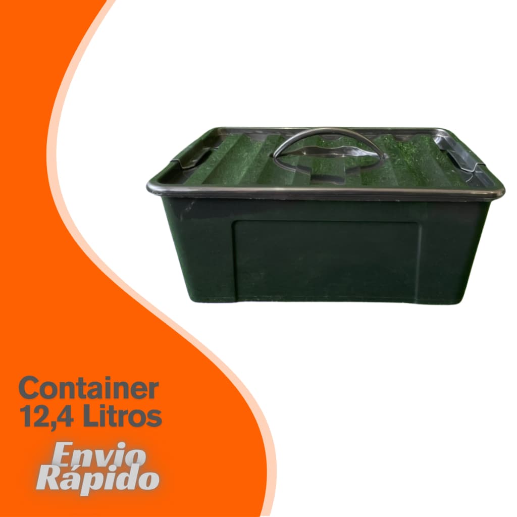 Caixa Container 12,4 Litros Cesto Plástico Multiuso Organizador Casa Banheiro Maleta Grande Preto