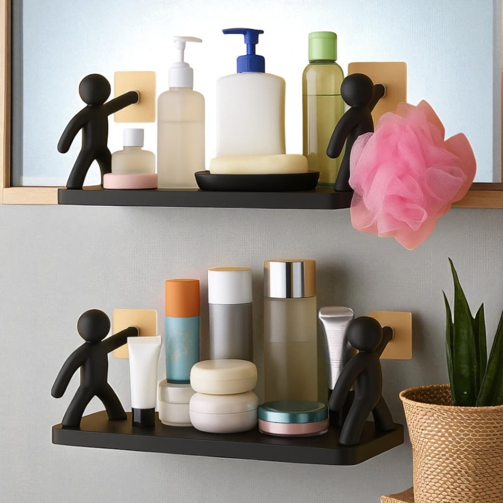 Organizador Porta Shampoo Adesivo – Kit com 1 ou 2 Suportes Plásticos para Parede