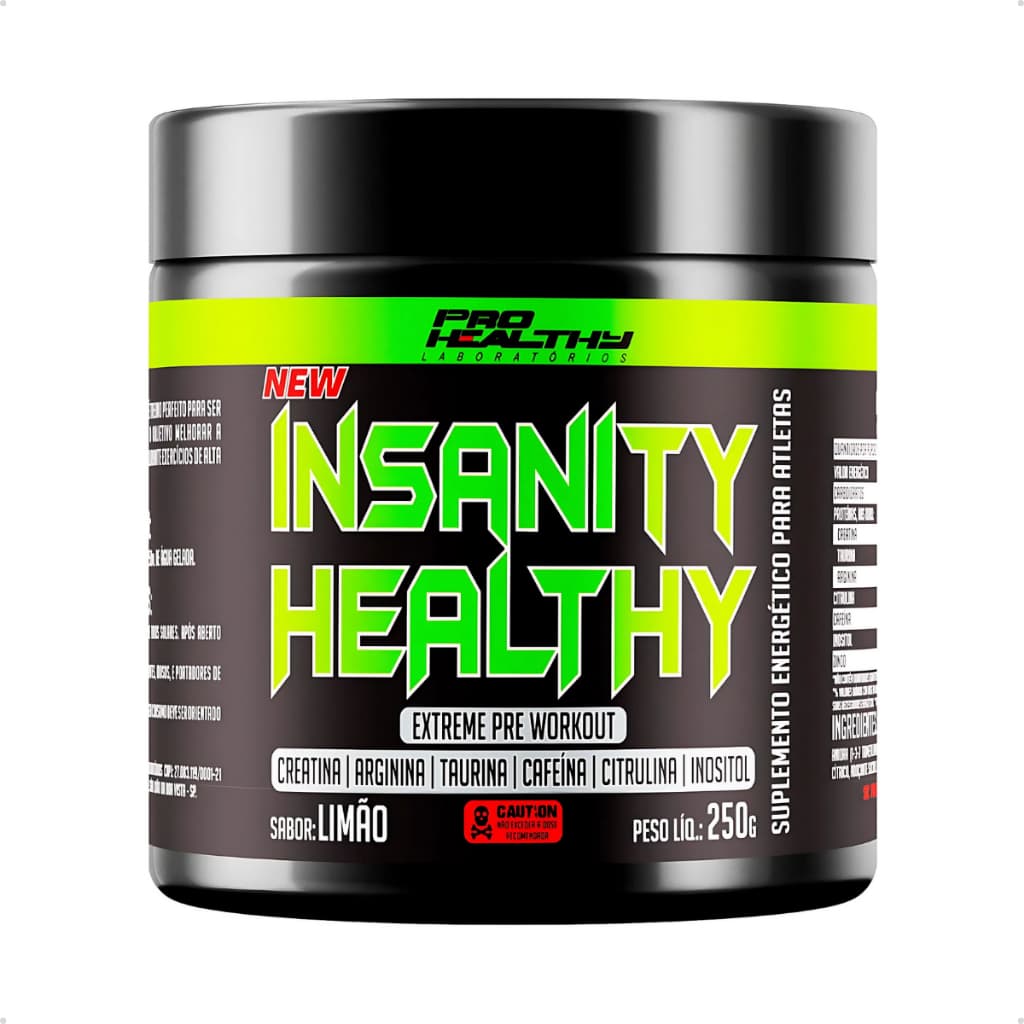 Pré Treino Extra Forte - Insanity Healthy 250g (Creatina, Cafeína, Taurina)