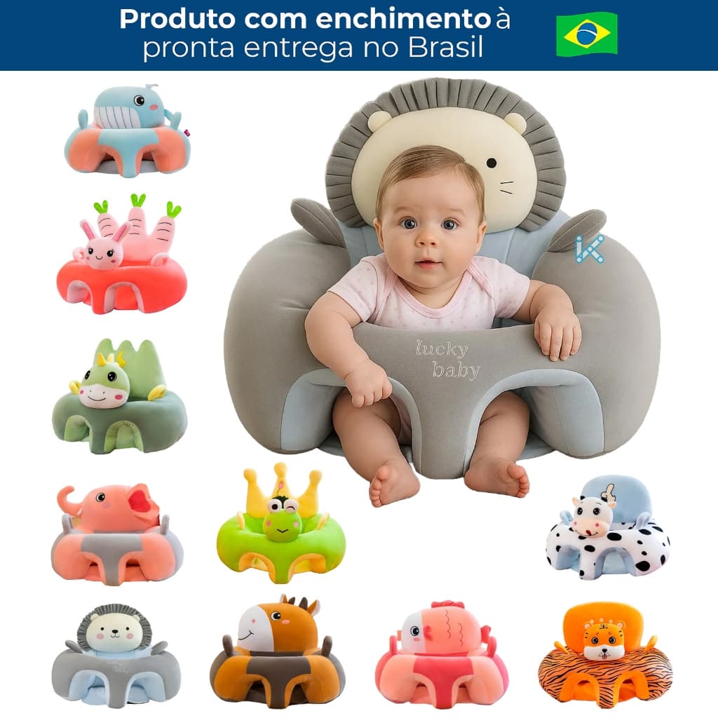 Assento Bebê Sofá Pelúcia Almofada Apoio Postura Antiqueda Aprender Sentar Antialérgico Premium Infantil
