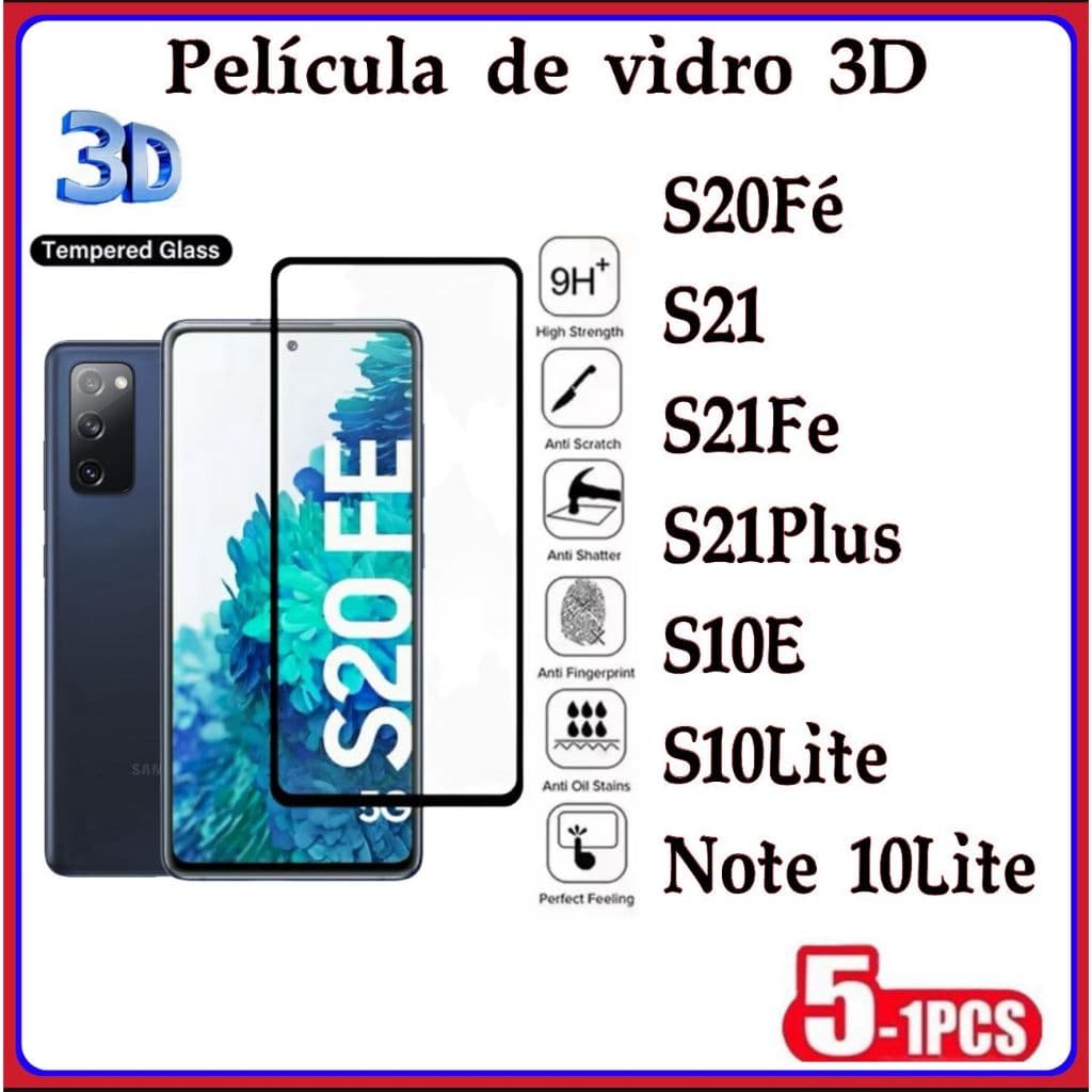 PELÍCULA DE VIDRO 3D Samsung S20FE S21 S21FE S21PLUS S10LITE NOTE 10LITE