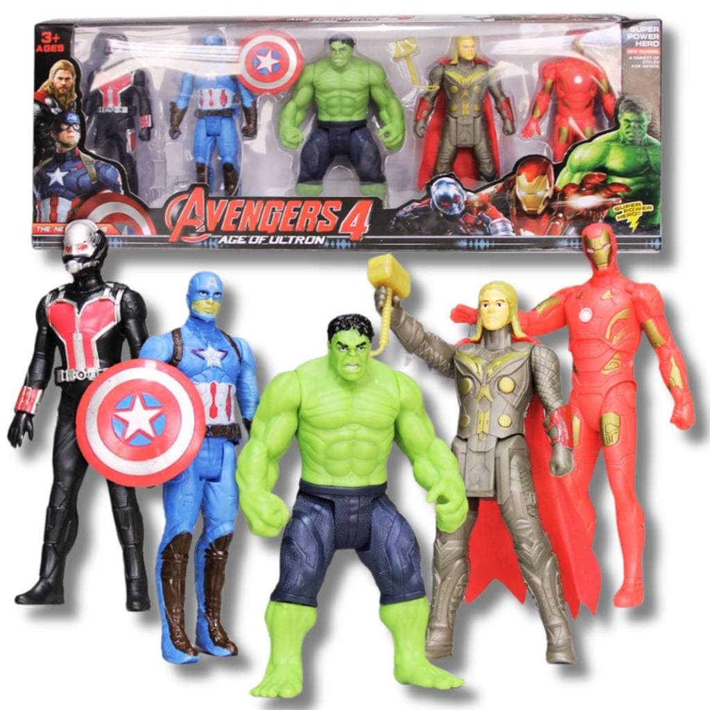Kit Vingadores 5 Bonecos Articulados dos Super Heróis Avengers 15 cm Presente Menino