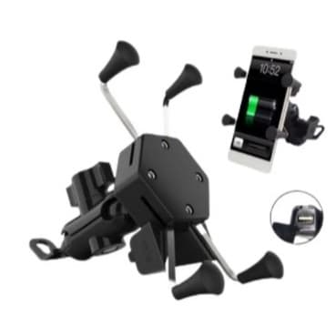 Suporte Universal para Moto com Carregador H'maston Cor Preto Suporte Universal para Moto com Carregador H'maston Cor Pr