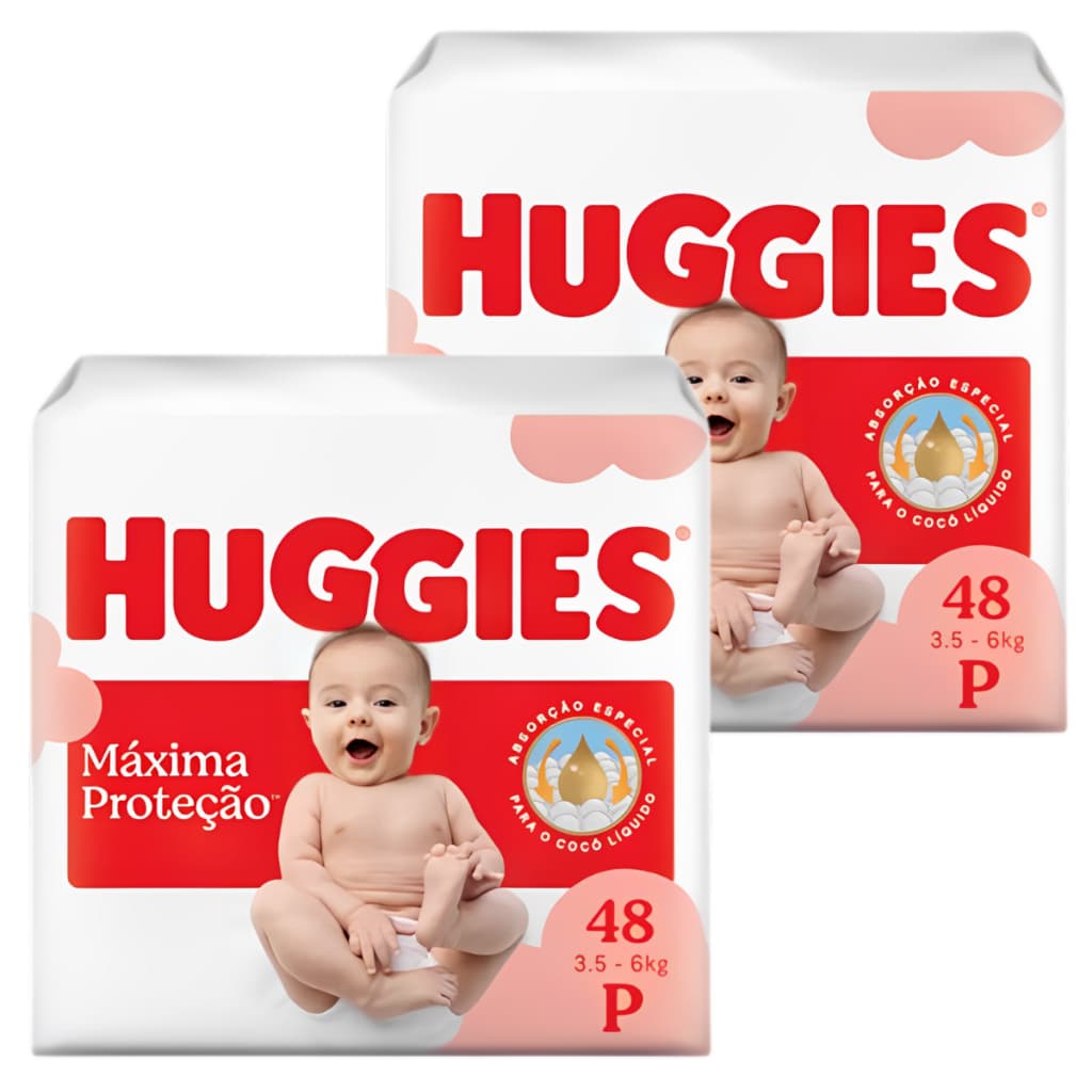 Kit 2 Fralda Huggies Supreme Care Mega - Total 96 Unidades - Tamanho P