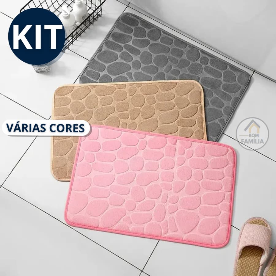 Kit Tapete Soft Antiderrapante para Banheiro Sala e Quarto com Diversas Cores 40cm x 60cm