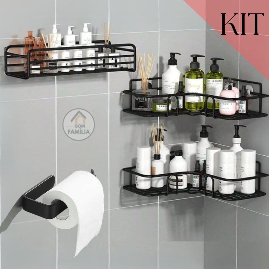 1/3/7Kit Suporte Prateleira Organizador de Metal Para Parede com Adesivo de Gancho de Papel