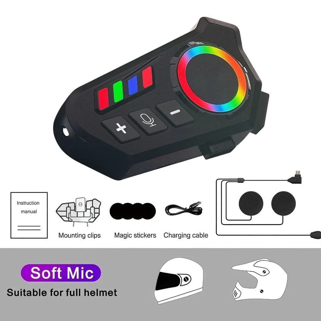 Fone de ouvido Bluetooth de motocicleta fone de ouvido com microfone/iluminação fone de ouvido de ciclismo sem fio IPX6