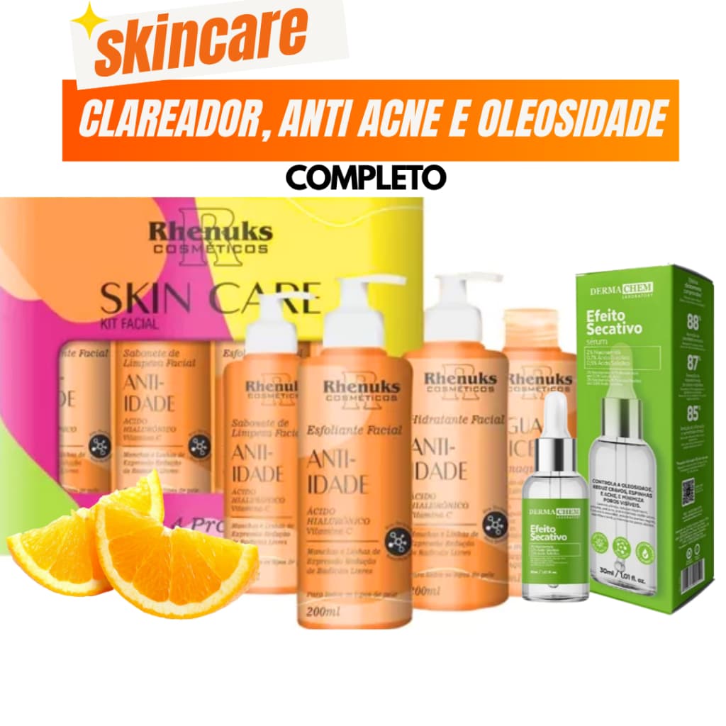 Skincare Ant. idade Clareador + Serum Anti Acne Secativo