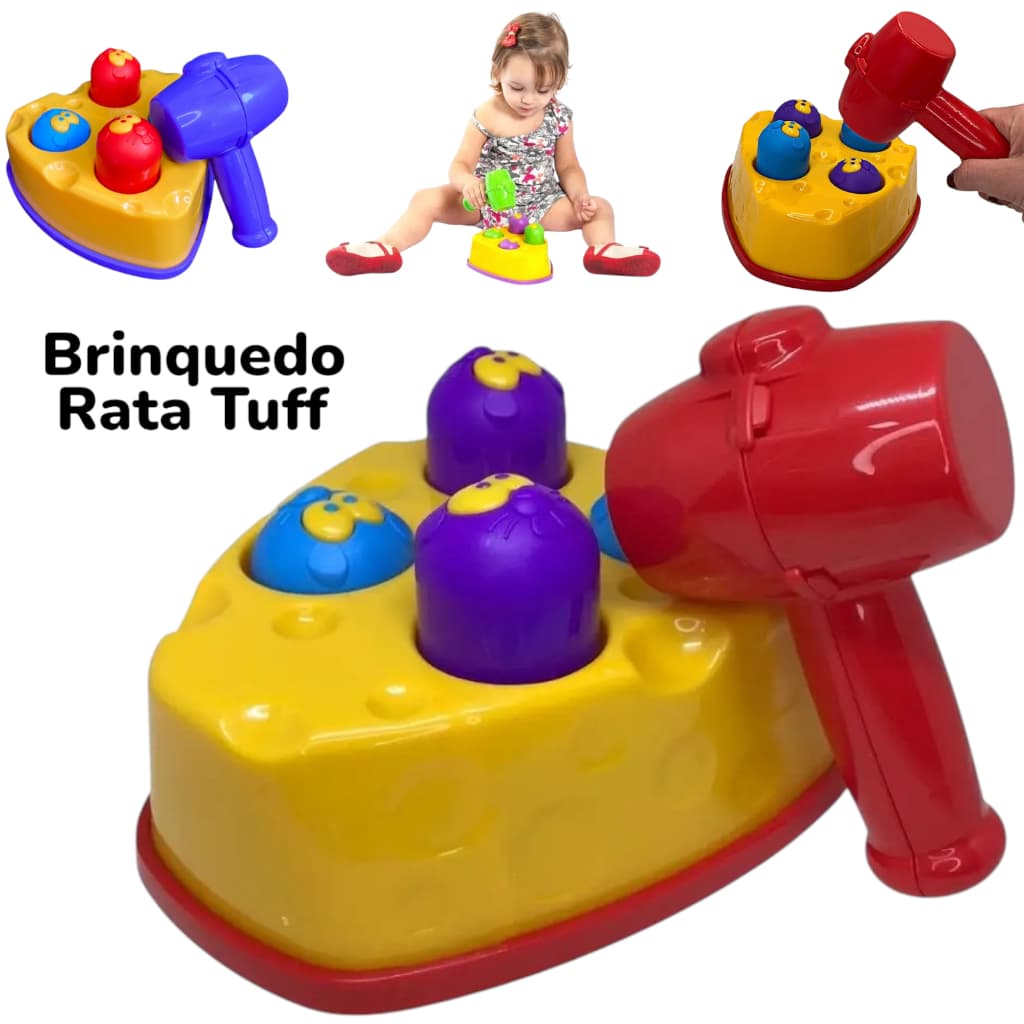 Brinquedo Criança Infantil Rata Tuff Educativo Bate Martelo Ratinho Colorido Educativo