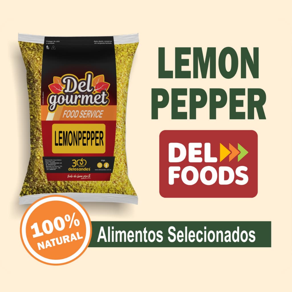 Tempero Lemon Pepper. 100% Natural Sabor Cítrico e Picante Para Carnes, Peixes e Aves