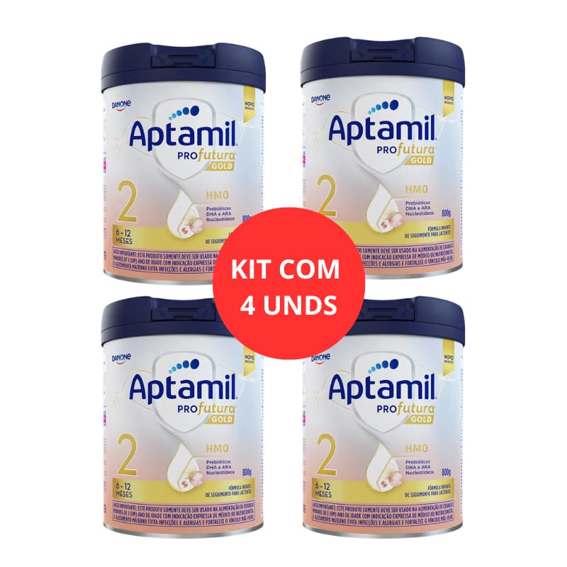 KIT C/4 FORMULA INFANTIL APTAMIL PROFUTURA GOLD 2 800G