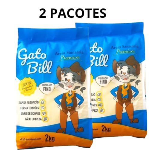 AREIA SANITÁRIA GATO BILL FINA - KIT 2 UNDIDADES