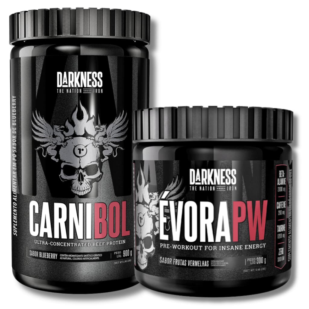 KIT CARNIBOL ISOLADO PROTEINA DA CARNE 900G + PRÉ-TREINO ÉVORA PW 300G - DARKNESS