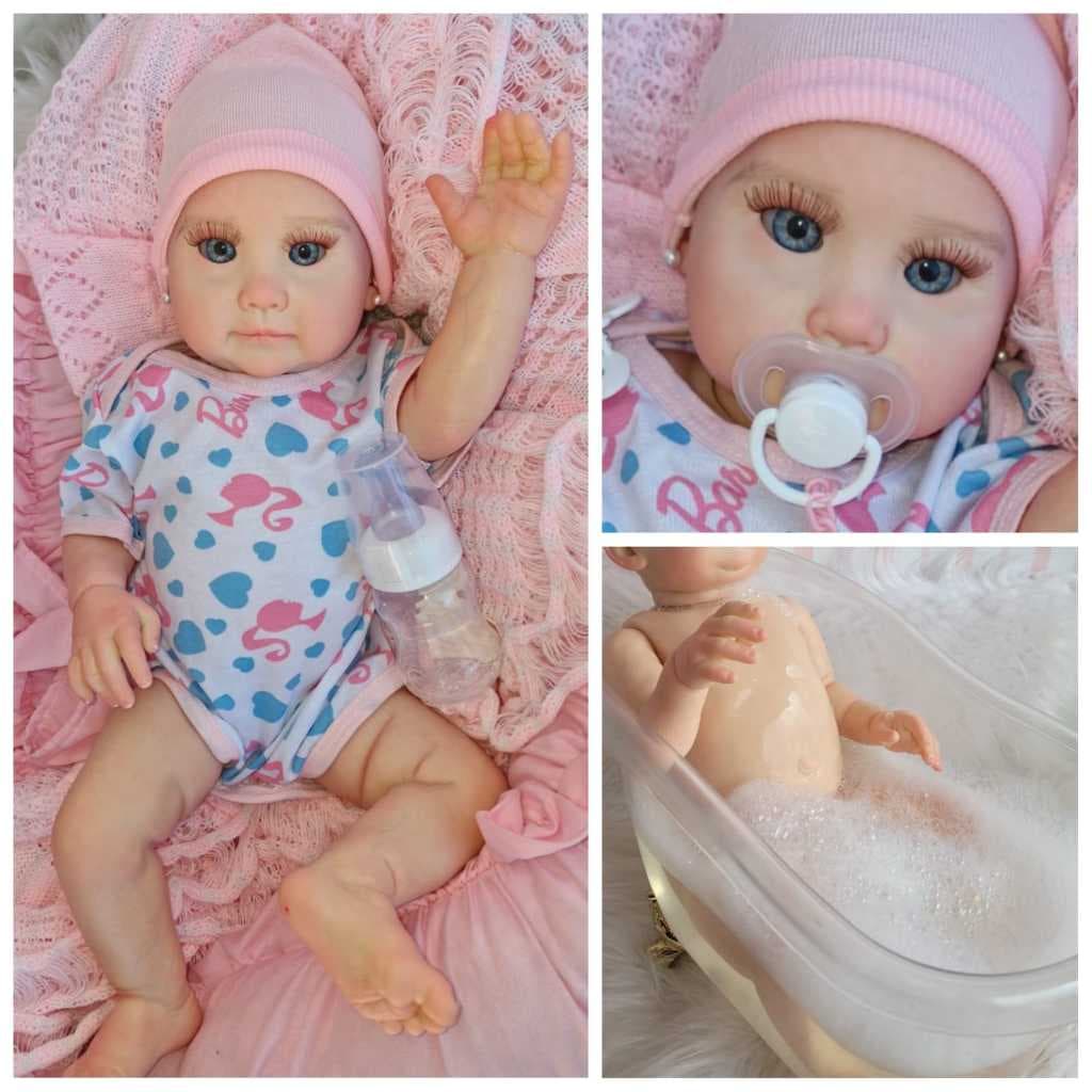 Boneca Bebê Reborn Kim Asiática 48cm – Vinil Pode Dar Banho, Articulada, Pronta Entrega