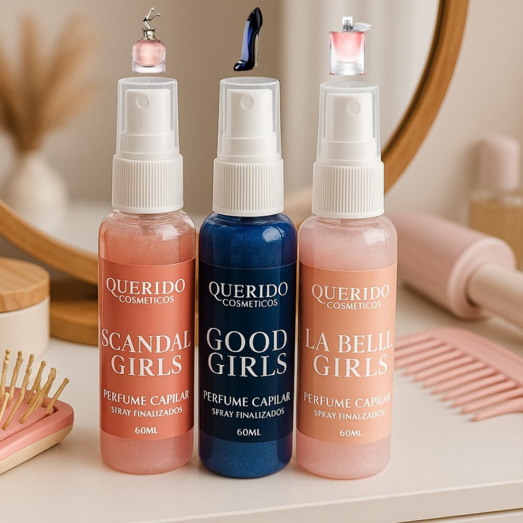 Kit Com 3 Perfume Capilar Com Cheiro de Perfumes Importados Feminino 60ml - Spray Finalizador brilho