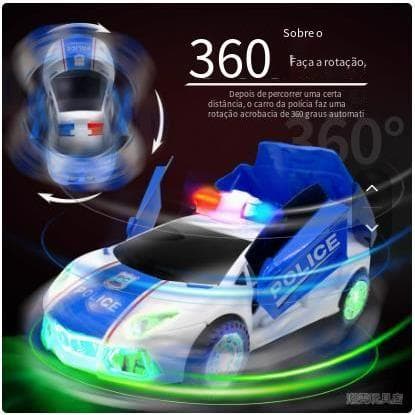 BRINQUEDOS Carrinho De Policia Carro Emite Som Luz Transforma Gira 360
