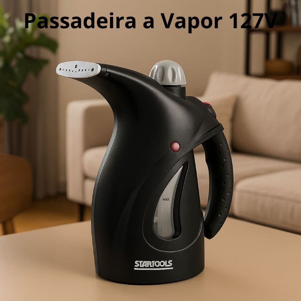 Passadeira A Vapor Com Reservatório de Água 127V - 200ML Preta Tira Amasso Ferro a Vapor