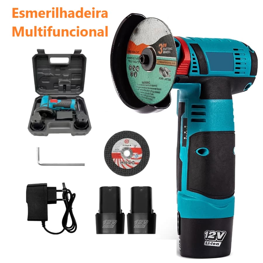 Esmerilhadeira Lixadeira Sem Fio Portátil Serra Mármore 2 Baterias 12V 18V 28000rpm