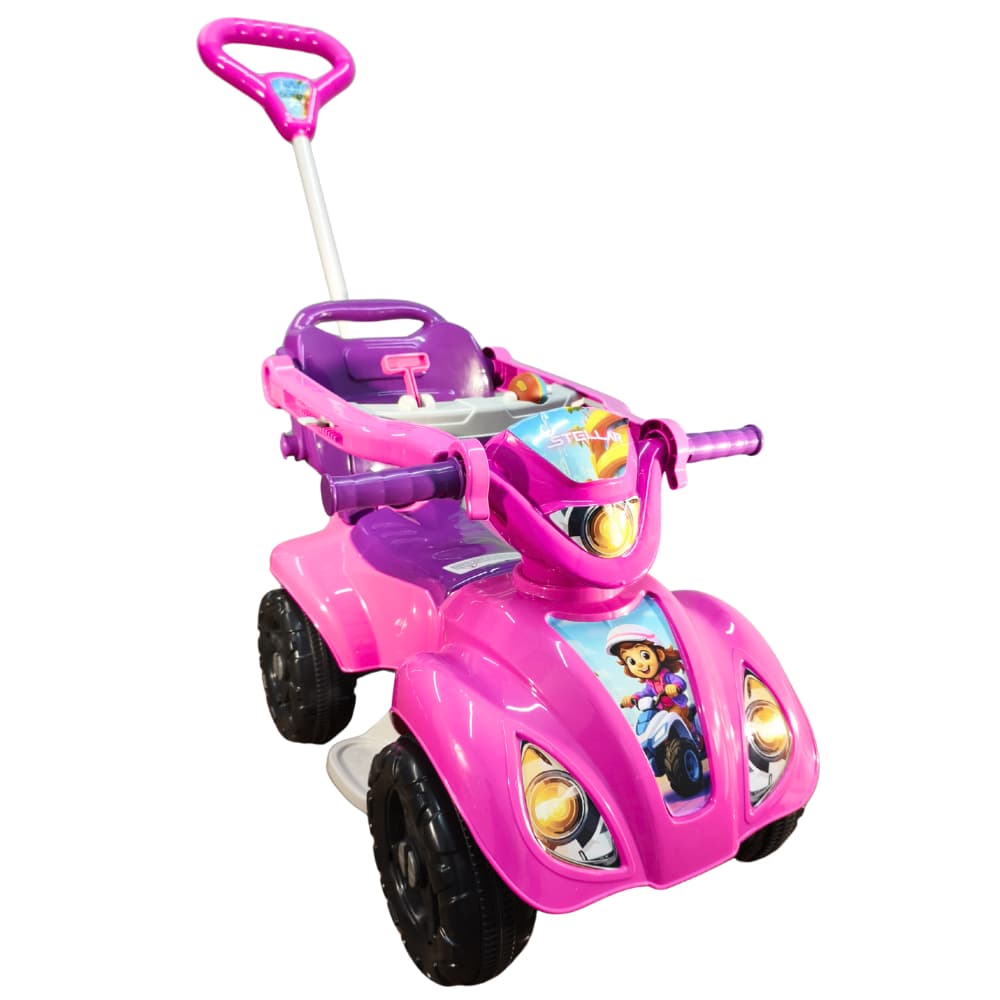 Carrinho Passeio Quadriciclo Stellar Menina - Proteção Lateral, Ajustável com Encosto Reforçado P/ Crianças De Até 100cm