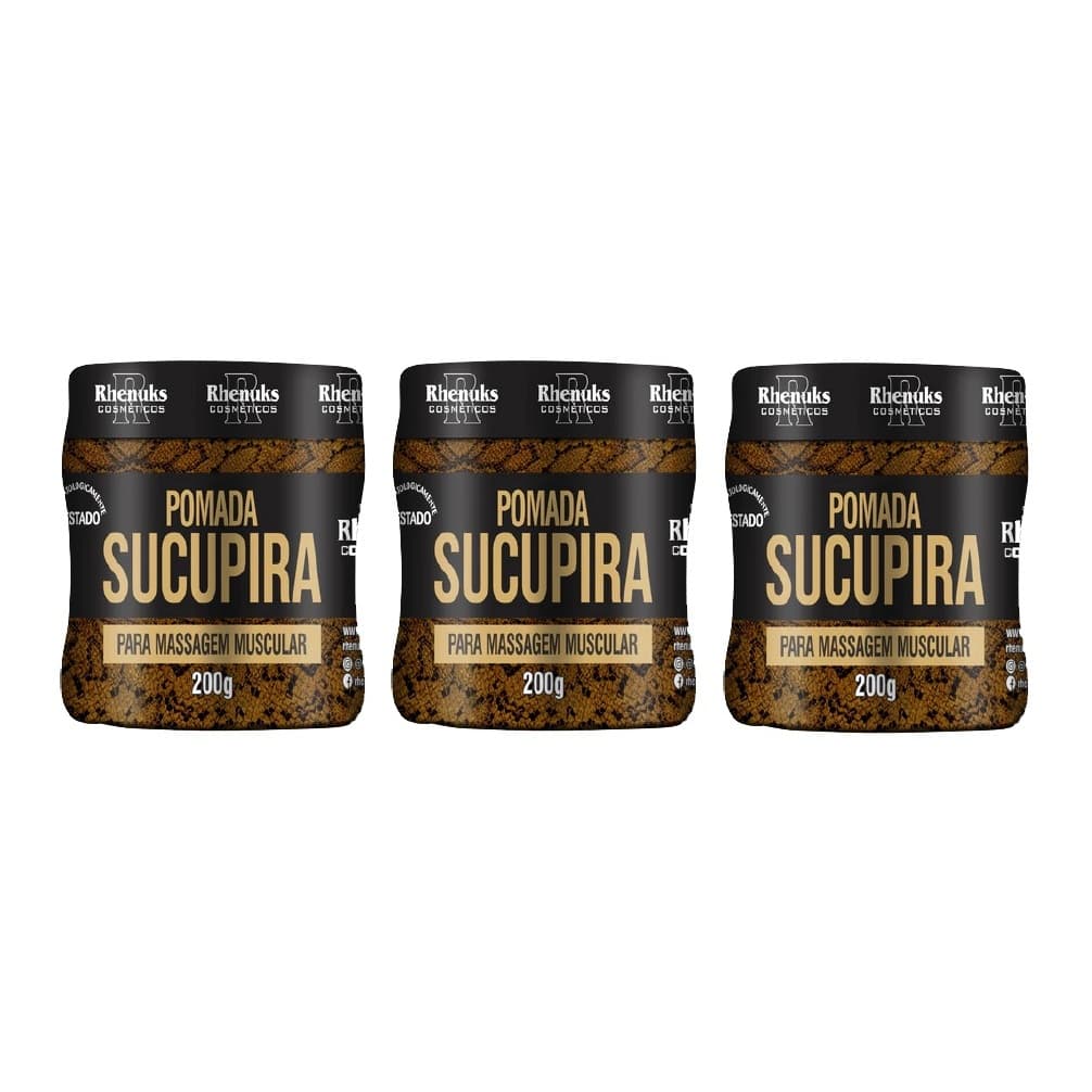 Kit 3un Pomada Massageadora Sucupira 200g - Rhenuks