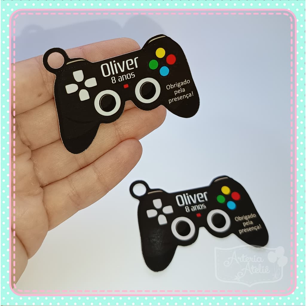 Tag de pendurar Aplique Lembrancinha Personalizados Festa videogame game jogo joguinho manete joystick fire