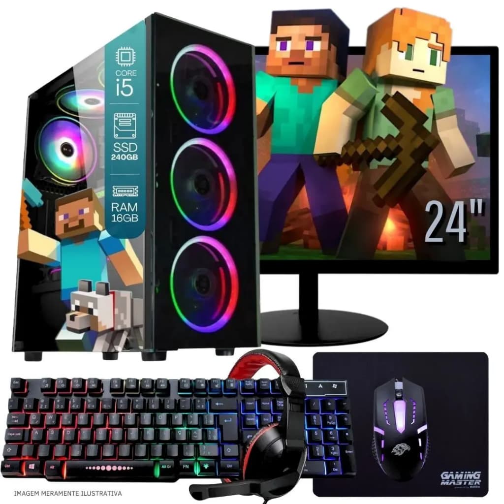 computador gamer i5 16g ssd256 + hd500 video 2g autocad corel cs Roblox freefire fortnite gta5