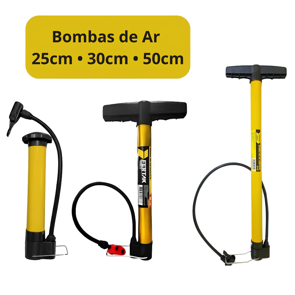 Bomba Manual De Ar Encher Pneu De Bike Bicicleta Moto Carro Carrinho De Mão Fácil Universal
