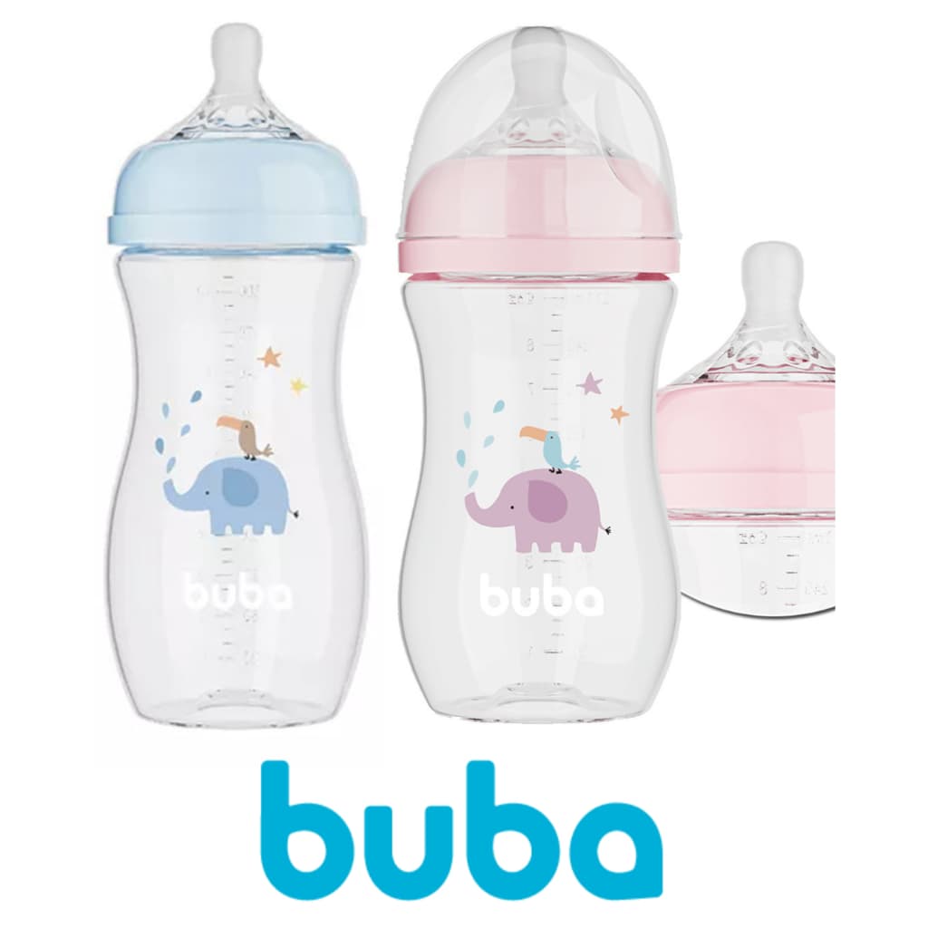 Mamadeira Bebe Buba Elefante com bico Silicone Ultrasoft Anti Colica e Vazamento - 120ml 270ml 330ml
