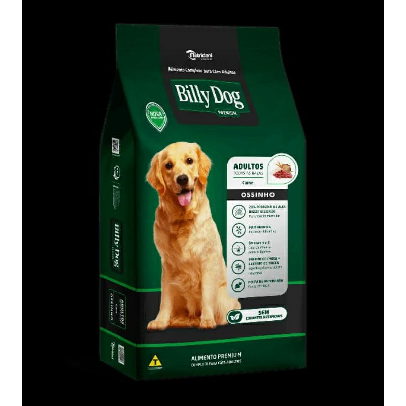 RAÇÃO PARA CACHORRO BILLY DOG OSSINHO DE CARNE E FRANGO DE 15KG